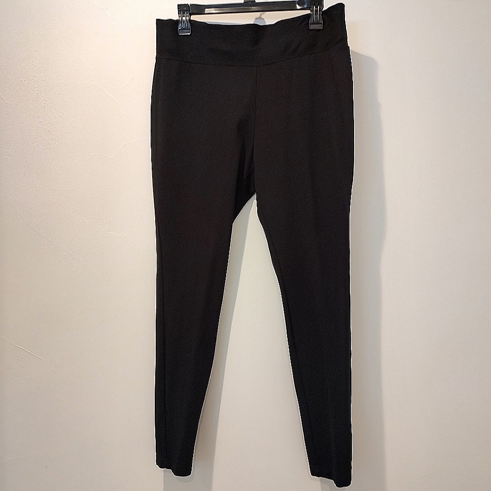 Tahari Black Pull-On Tummy Control Stretch Leggings L